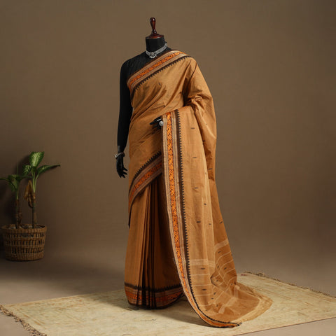 Brown Kandangi Chettinad Cotton Saree with Border