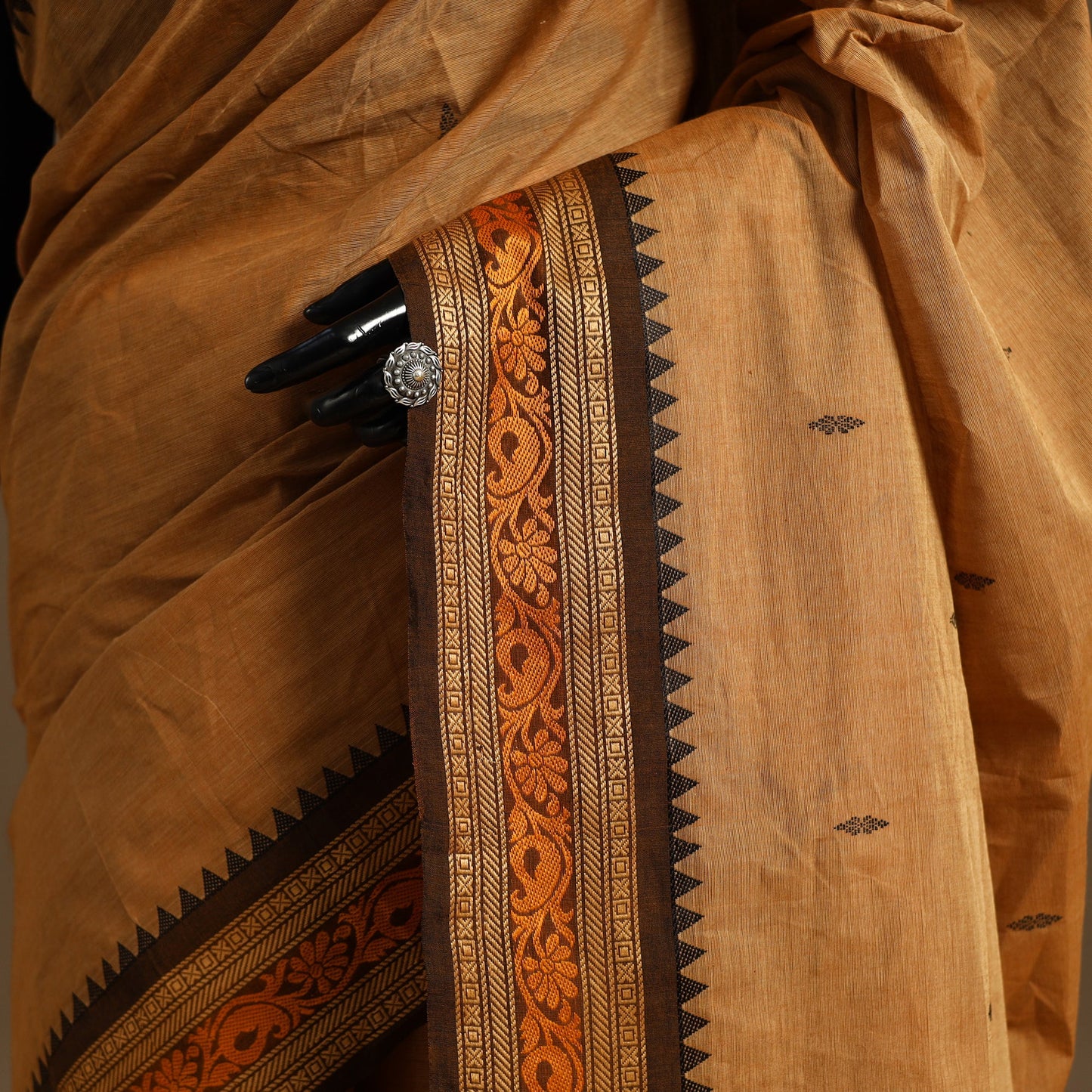 Brown Kandangi Chettinad Cotton Saree with Border