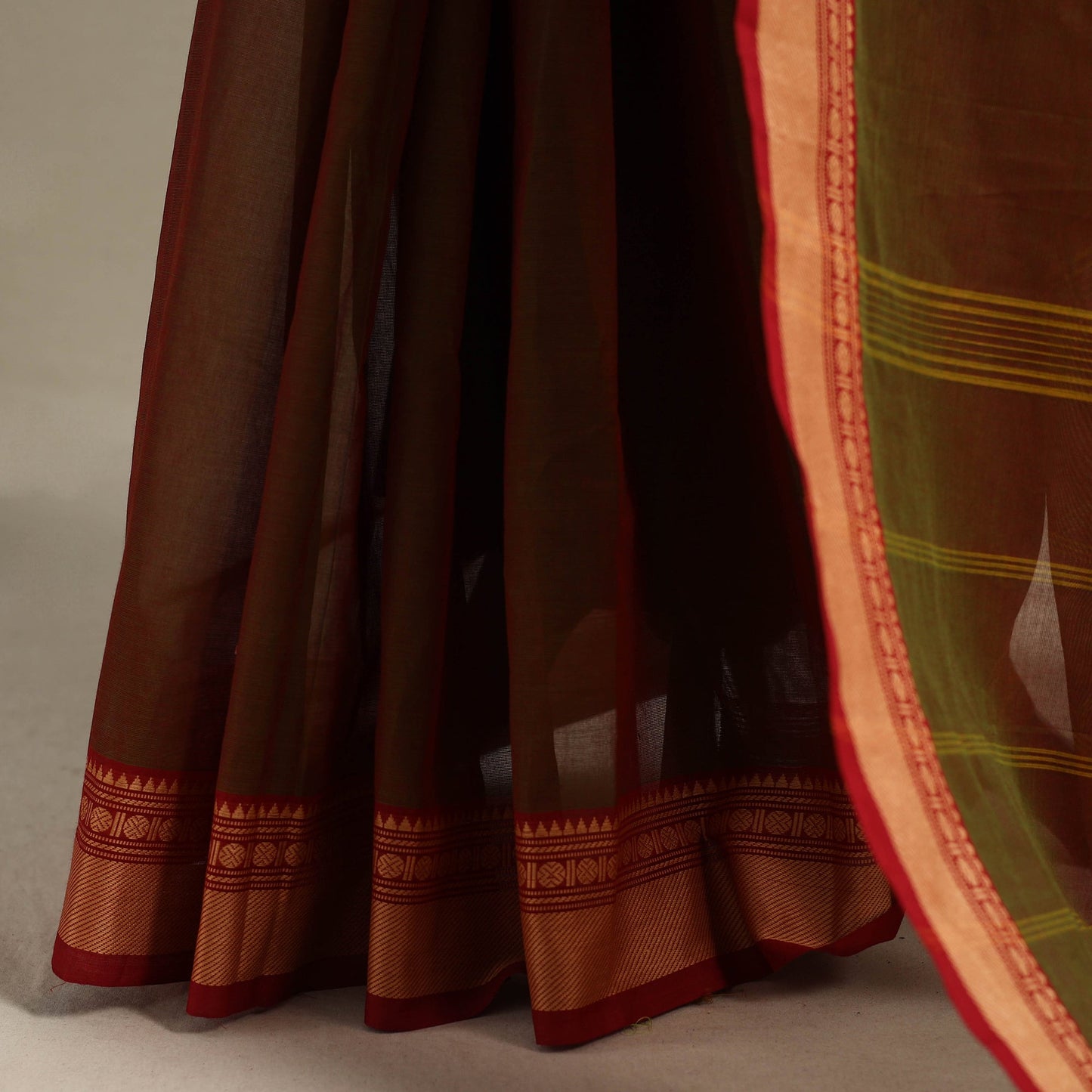 Brown - kandangi chettinad cotton saree with border 19