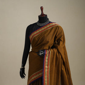 Brown - kandangi chettinad cotton saree with border 22