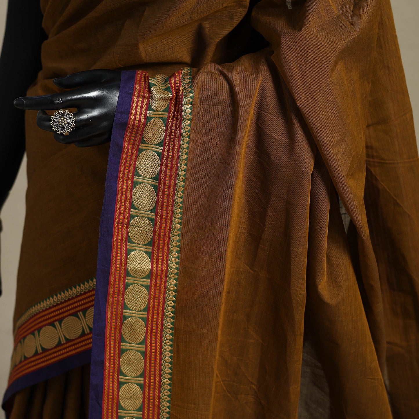 Brown - kandangi chettinad cotton saree with border 22