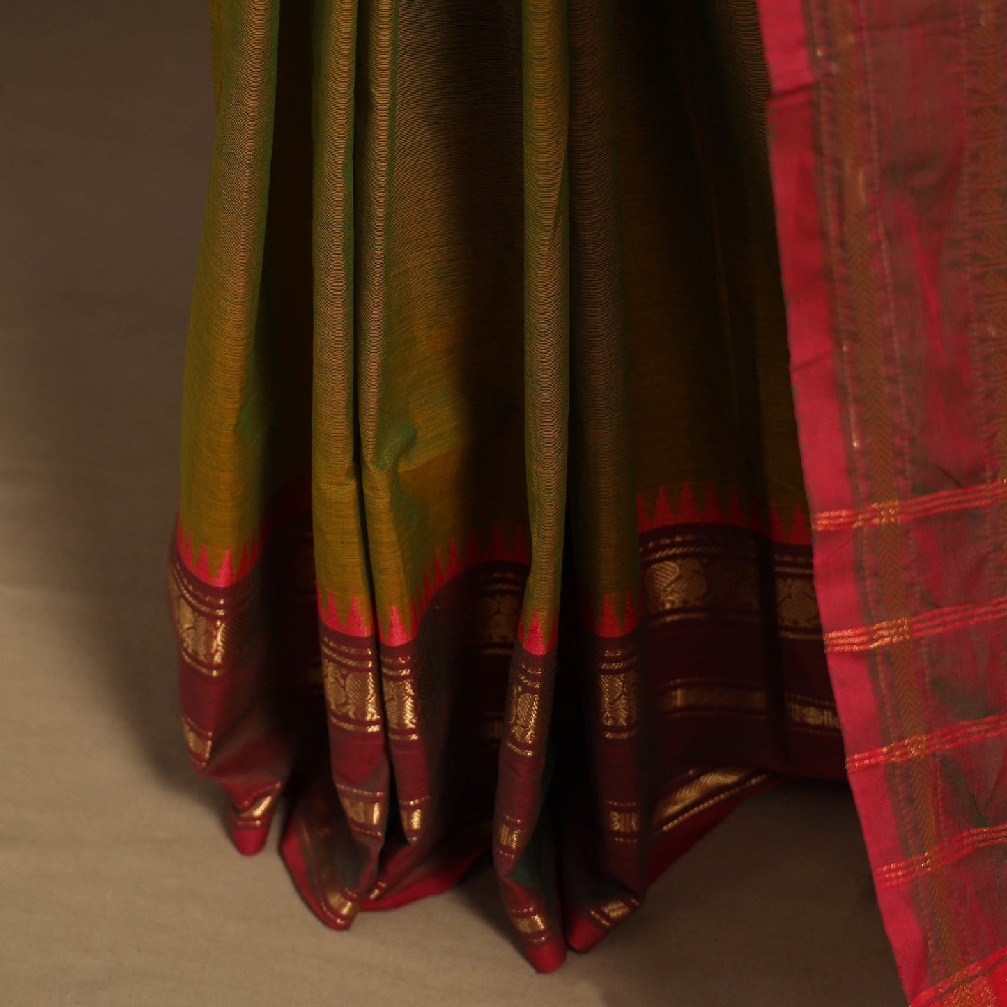 Brown Kandangi Chettinad Cotton Saree with Border