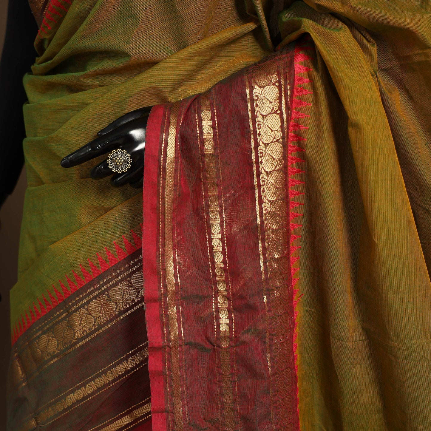 Brown Kandangi Chettinad Cotton Saree with Border