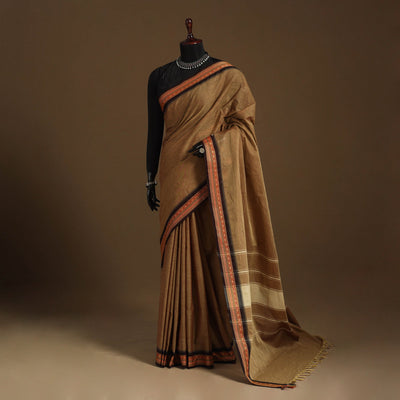 Brown Kandangi Chettinad Cotton Saree with Border