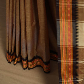 Brown Kandangi Chettinad Cotton Saree with Border