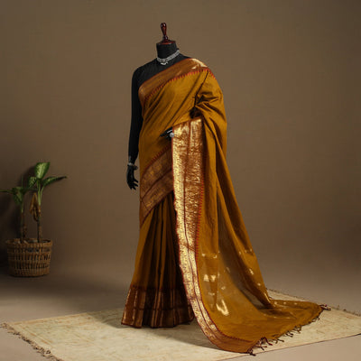 Brown Kandangi Chettinad Cotton Saree with Border