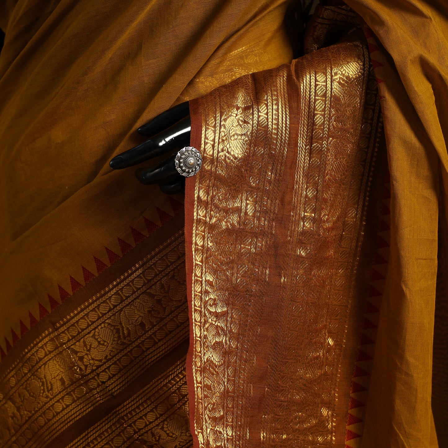 Brown Kandangi Chettinad Cotton Saree with Border