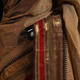 Brown Kandangi Chettinad Cotton Saree with Border