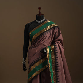 Brown Kandangi Chettinad Cotton Saree with Border