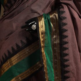 Brown Kandangi Chettinad Cotton Saree with Border