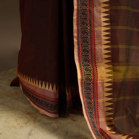 Brown - kandangi chettinad cotton saree with border 52