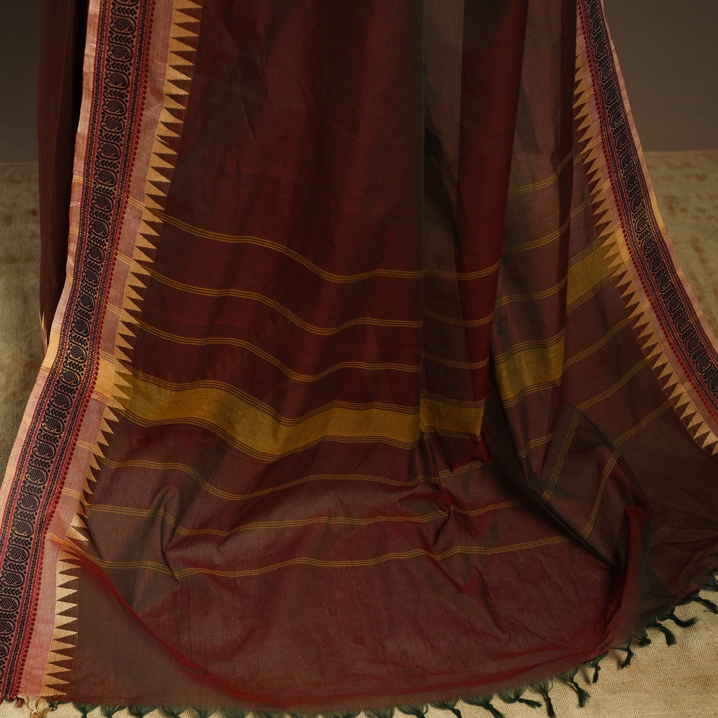 Brown - kandangi chettinad cotton saree with border 52