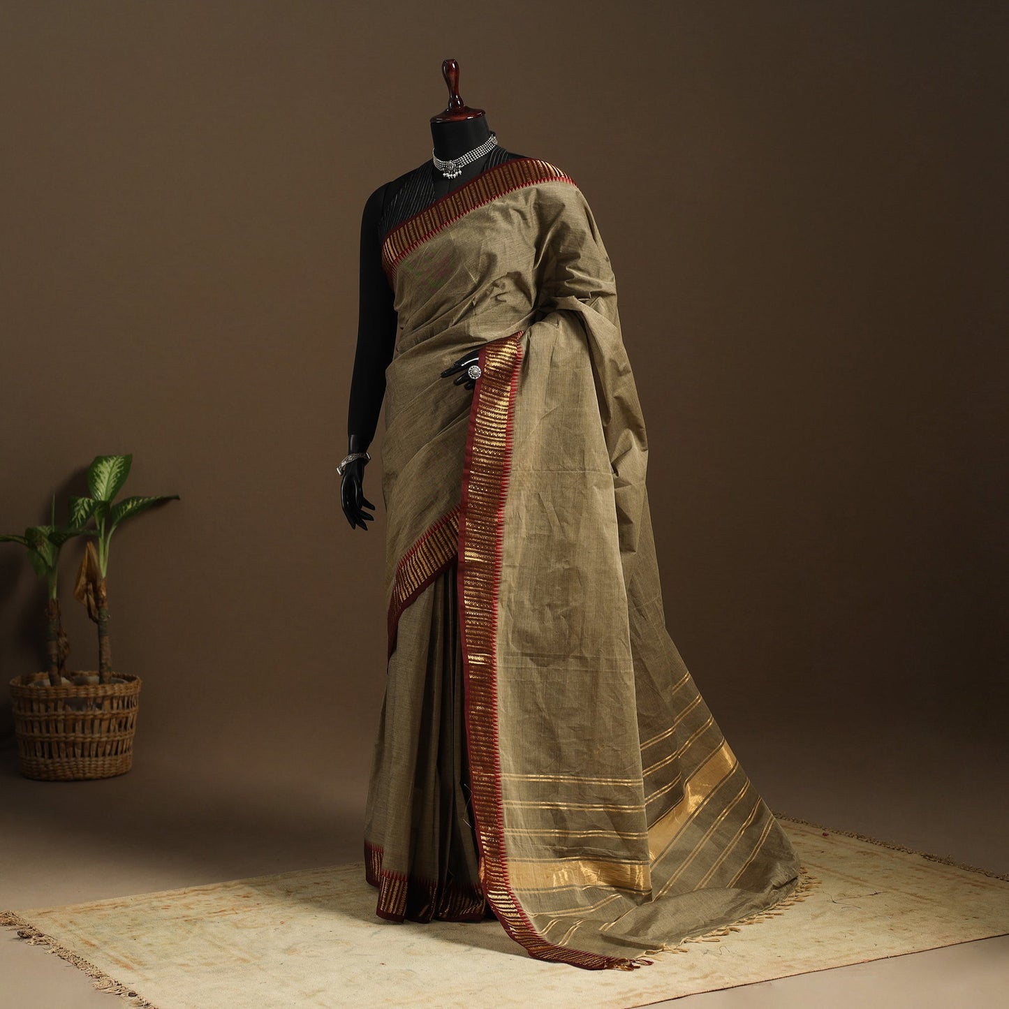 Green - kandangi chettinad cotton saree with border 56