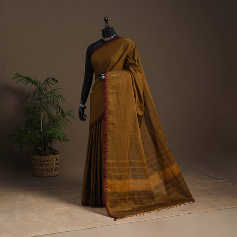 Brown - kandangi chettinad cotton saree with border 73