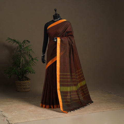 Brown - kandangi chettinad cotton saree with border 78