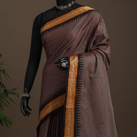 Brown - kandangi chettinad cotton saree with border 93