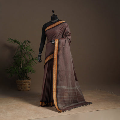Brown - kandangi chettinad cotton saree with border 93