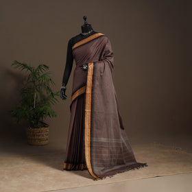 Brown - kandangi chettinad cotton saree with border 93