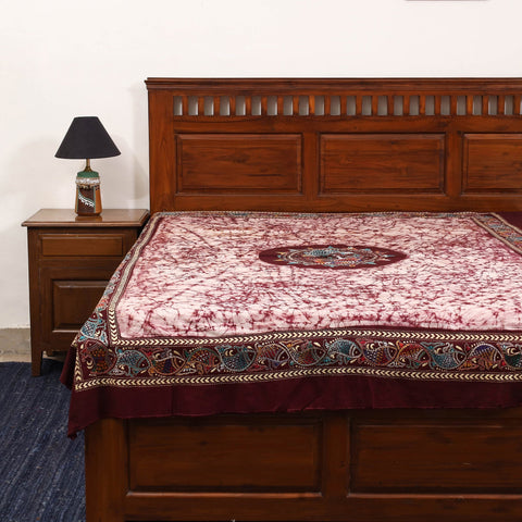 Kantha handwork cotton single hand batik bed sheet 06