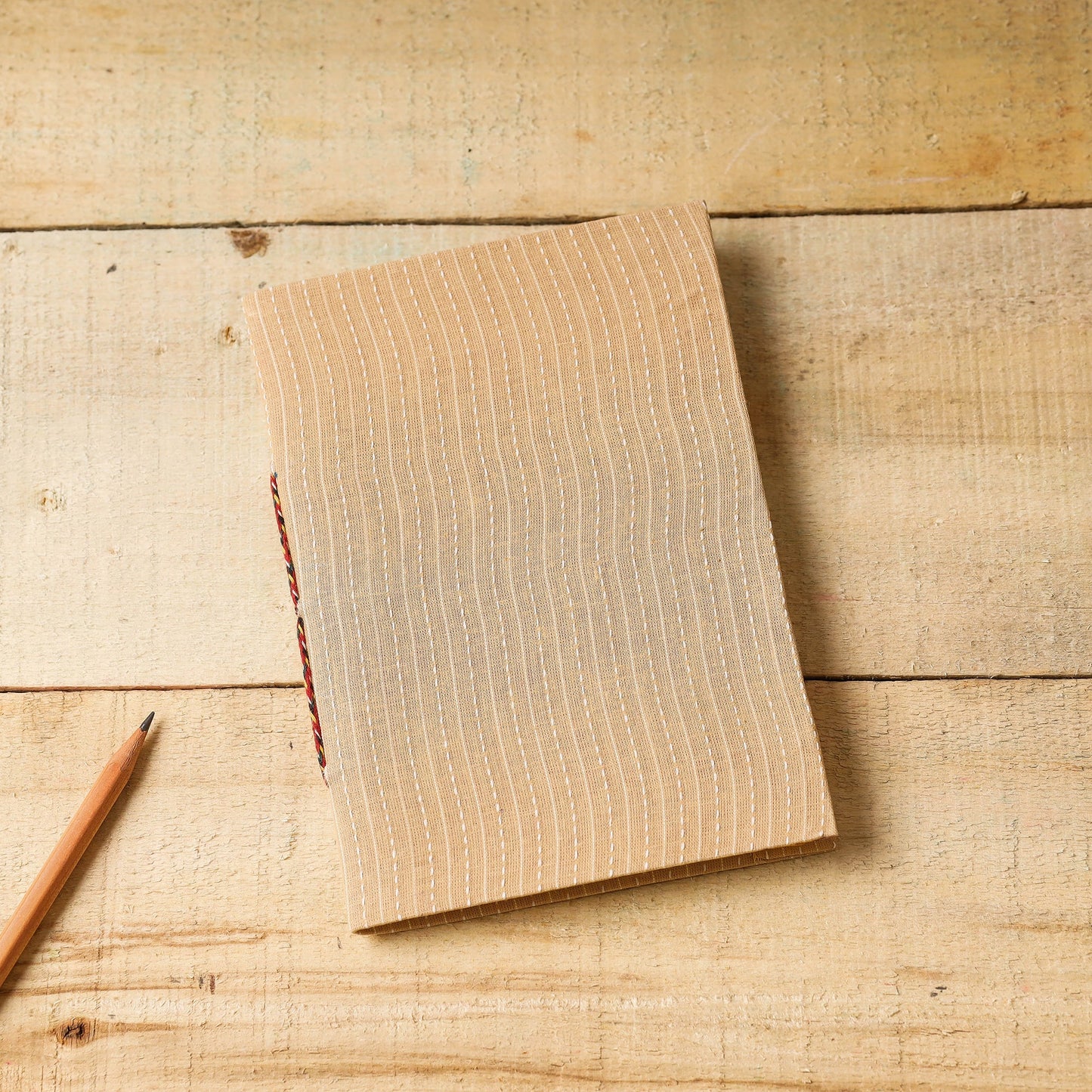     Kantha Stitch Fabric Cover Handmade Paper Notebook (7 x 5 in)   