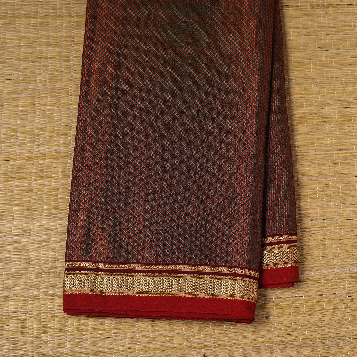Brown - karnataka weave cotton khun fabric 03 - handcrafted