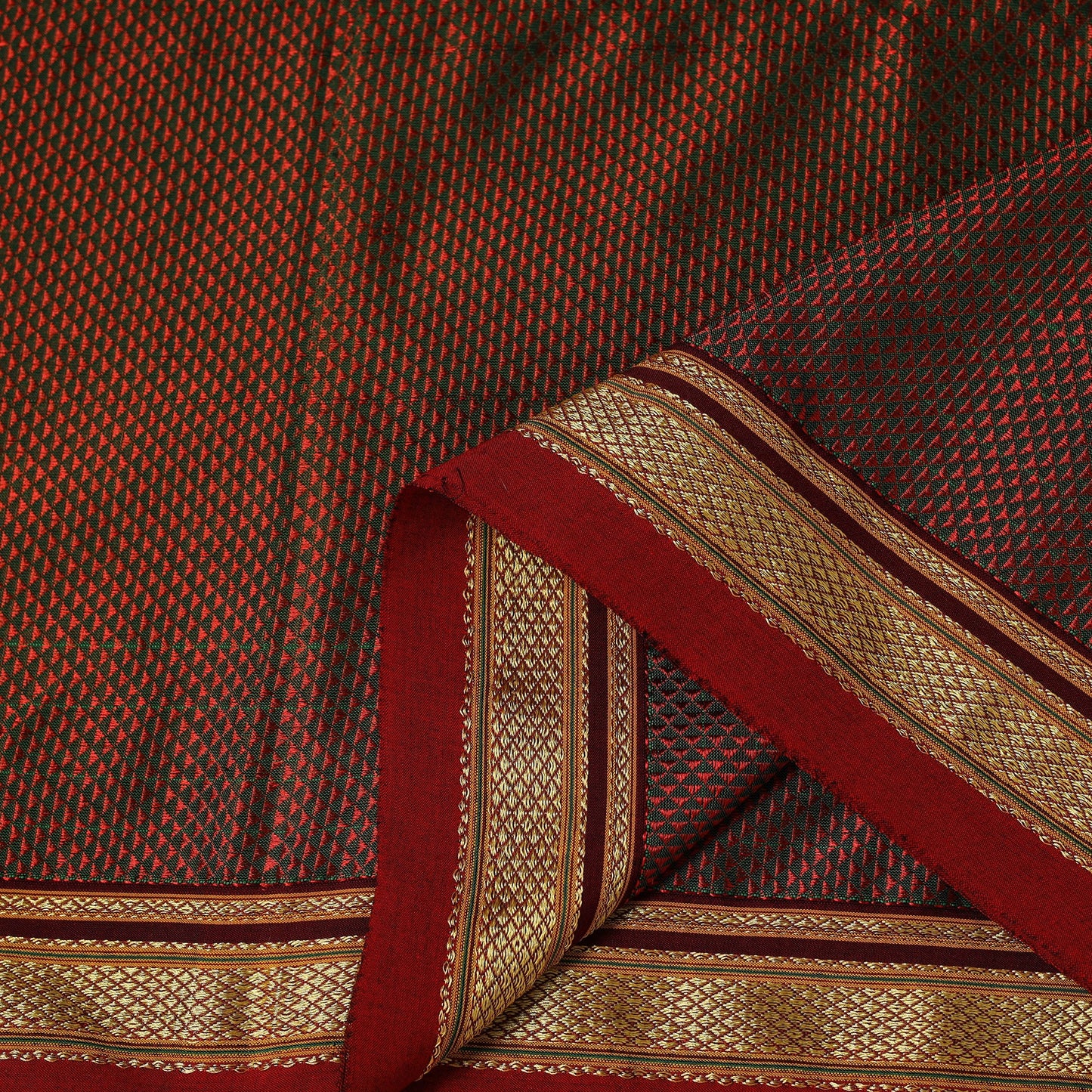 Brown - karnataka weave cotton khun fabric 03 - handcrafted