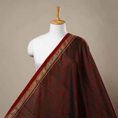 Brown - karnataka weave cotton khun fabric 03 - handcrafted