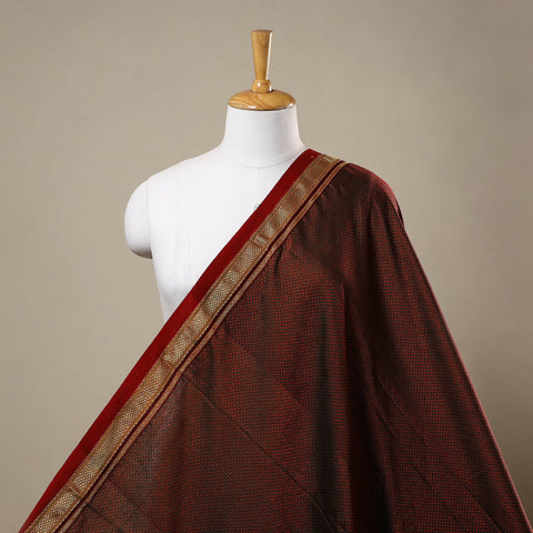 Brown - karnataka weave cotton khun fabric 03 - handcrafted