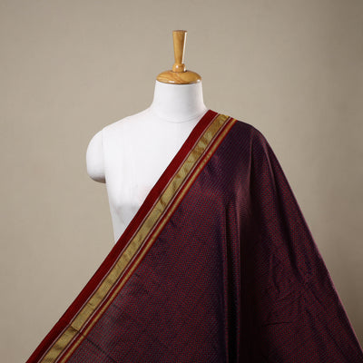 Brown - karnataka weave cotton khun fabric 20 - handcrafted