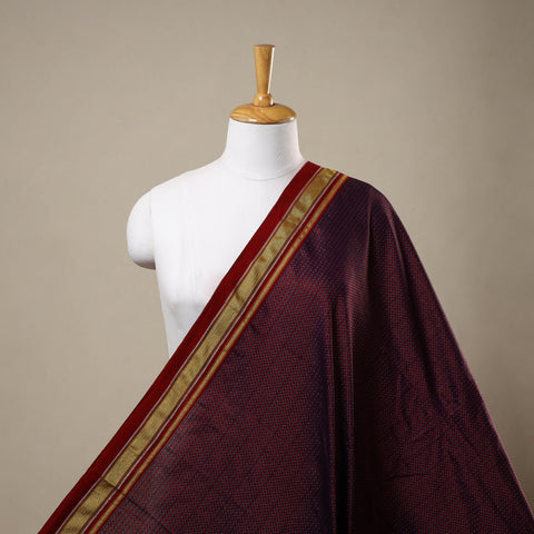 Brown - karnataka weave cotton khun fabric 20 - handcrafted