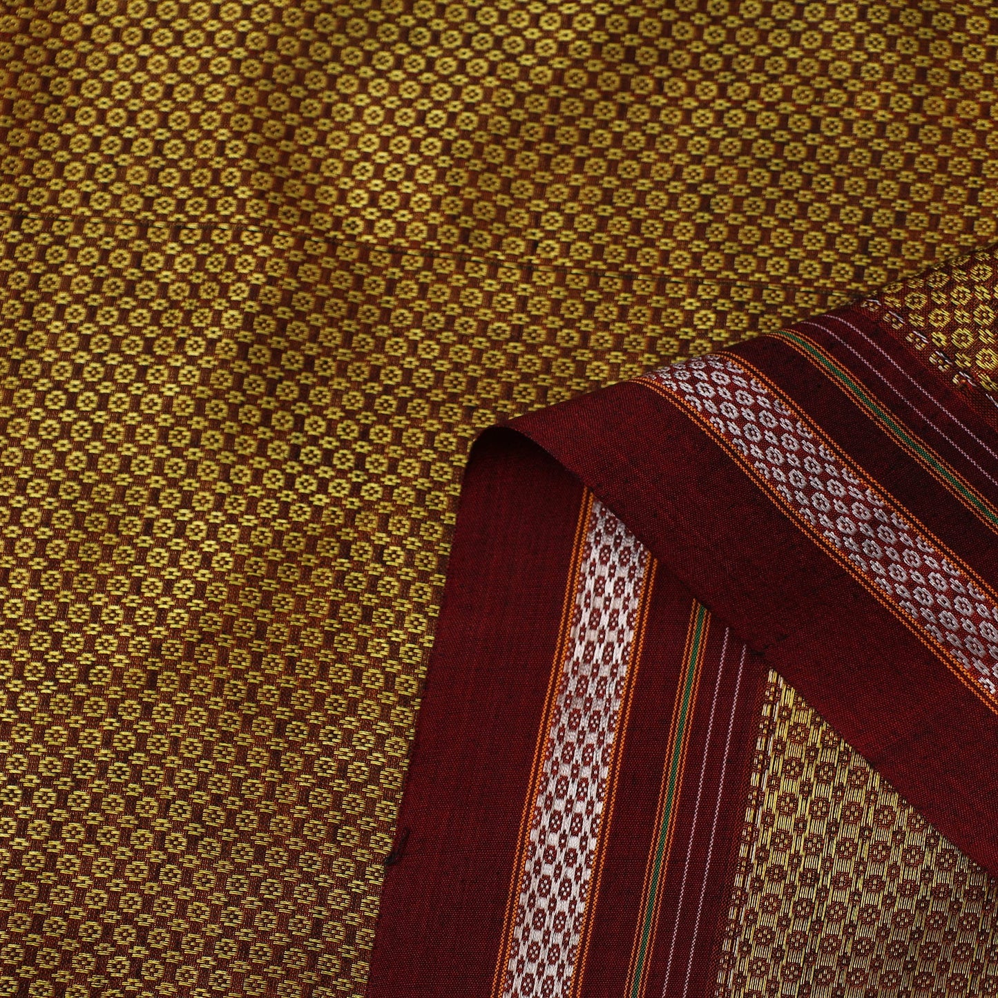 Buy Brown Karnataka Weave Cotton Khun Fabric