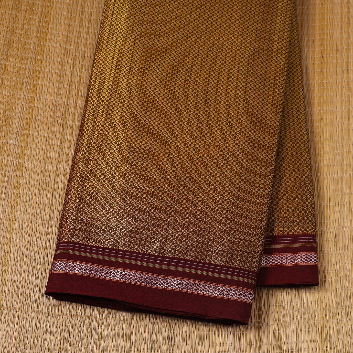 Buy Brown Karnataka Weave Cotton Khun Fabric