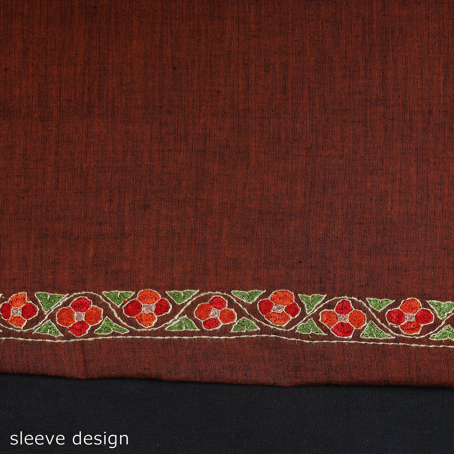 Brown - kashida hand embroidery cotton unstitched kurta