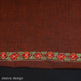 Brown - kashida hand embroidery cotton unstitched kurta