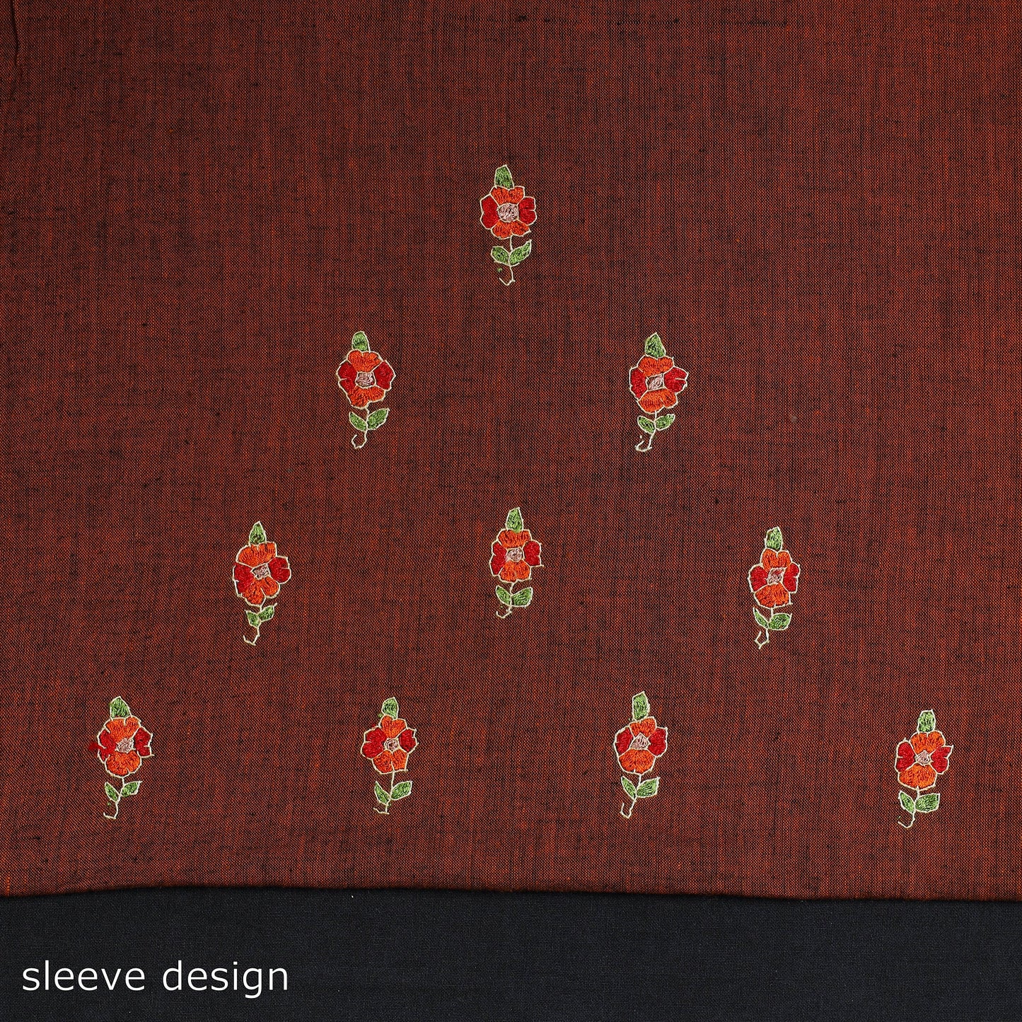  Brown Kashida Hand Embroidery Cotton Kurta Material