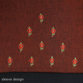  Brown Kashida Hand Embroidery Cotton Kurta Material