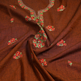 Brown - kashida hand embroidery cotton unstitched kurta