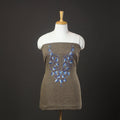 Brown - kashida hand embroidery cotton unstitched kurta