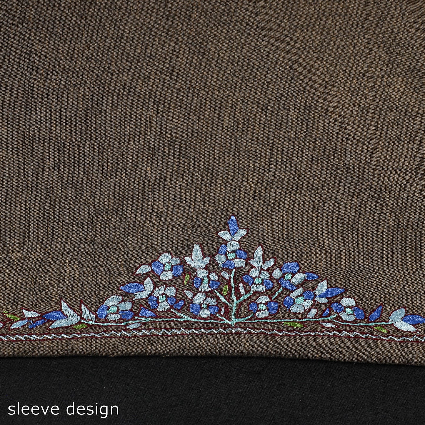 Brown - kashida hand embroidery cotton unstitched kurta