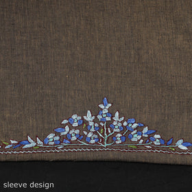 Brown - kashida hand embroidery cotton unstitched kurta