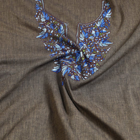 Brown - kashida hand embroidery cotton unstitched kurta