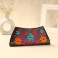  Brown Kashmiri Crewel Hand Embroidery Leather Clutch