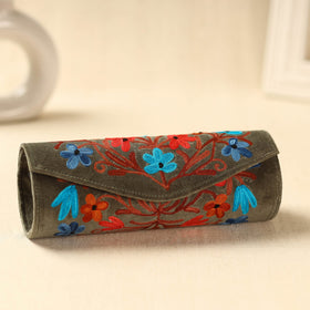  Brown Kashmiri Crewel Hand Embroidery Velvet Clutch