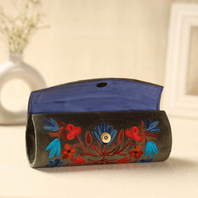  Brown Kashmiri Crewel Hand Embroidery Velvet Clutch