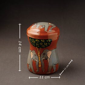 Red Kavad Handpainted Stainless Steel Multi Utility Canister