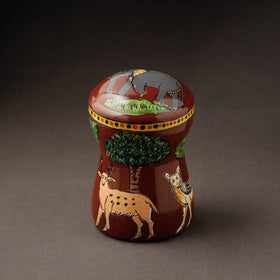 Red Kavad Handpainted Stainless Steel Multi Utility Canister