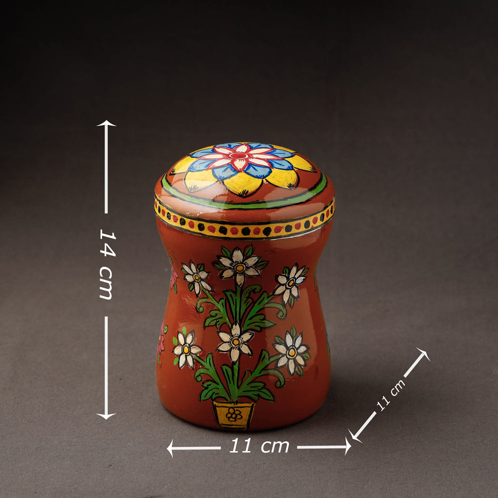 Red Kavad Handpainted Stainless Steel Multi Utility Canister