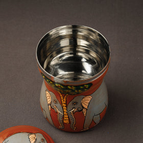 Red Kavad Handpainted Stainless Steel Multi Utility Canister