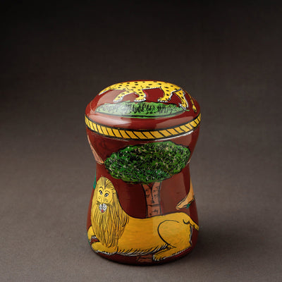 Red Kavad Handpainted Stainless Steel Multi Utility Canister