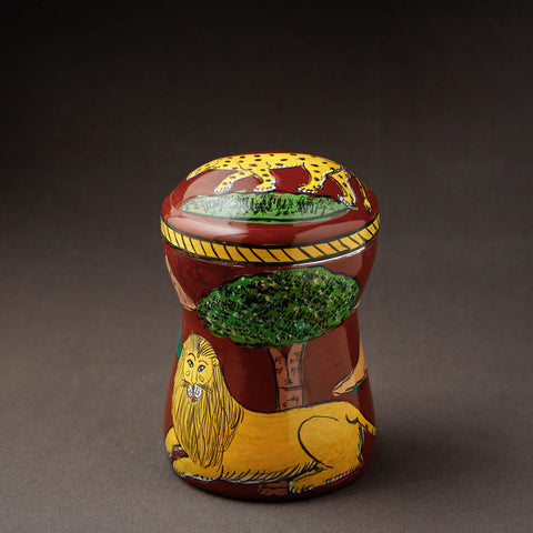 Red Kavad Handpainted Stainless Steel Multi Utility Canister